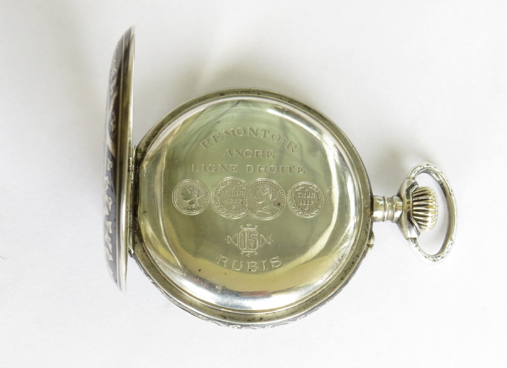 Antique niello ware Swiss pocket watch View V