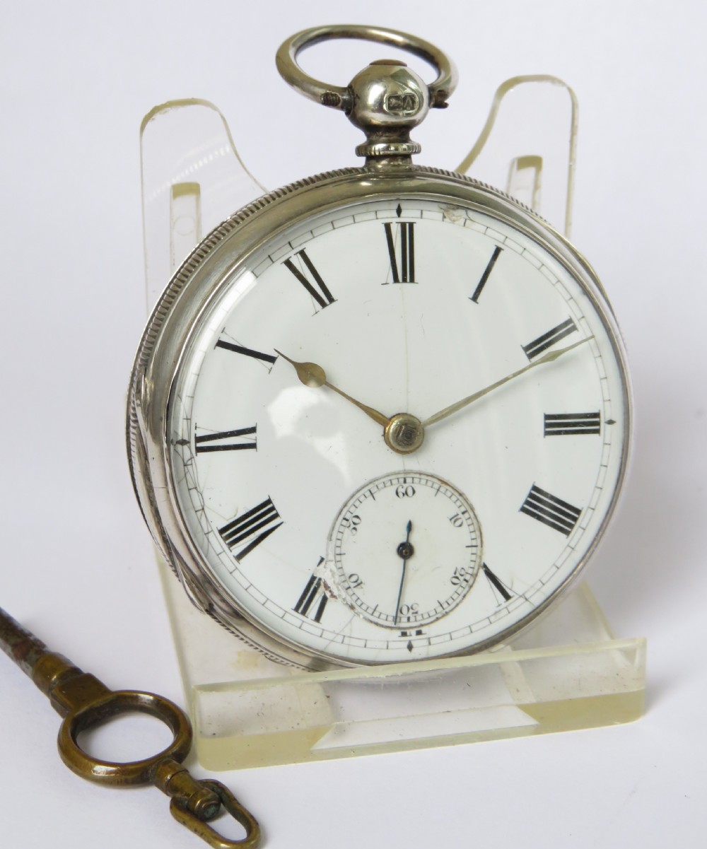 Antique silver fusee pocket watch, 1876 View II