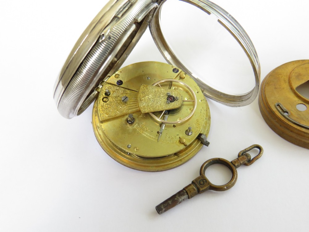 Antique silver fusee pocket watch, 1876 View IV