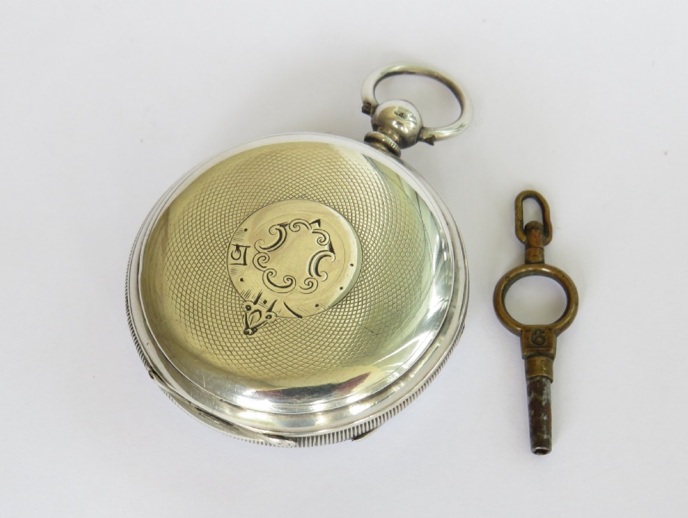 Antique silver fusee pocket watch, 1876 View VI