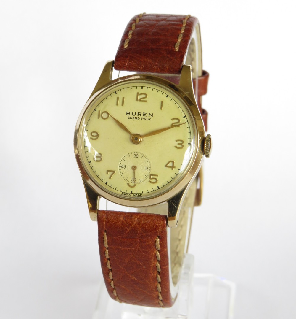 Mid-size 9ct gold Buren Grand Prix wrist watch, 1956