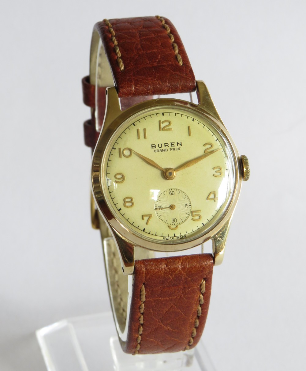 Mid-size 9ct gold Buren Grand Prix wrist watch, 1956 View II