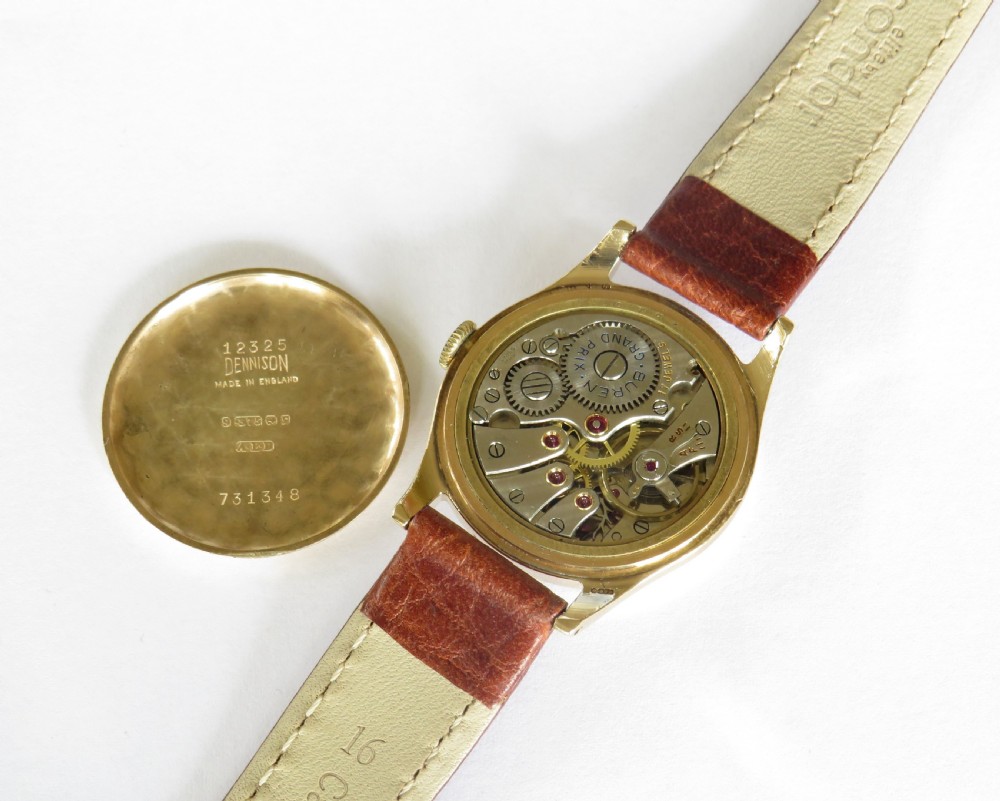Mid-size 9ct gold Buren Grand Prix wrist watch, 1956 View III