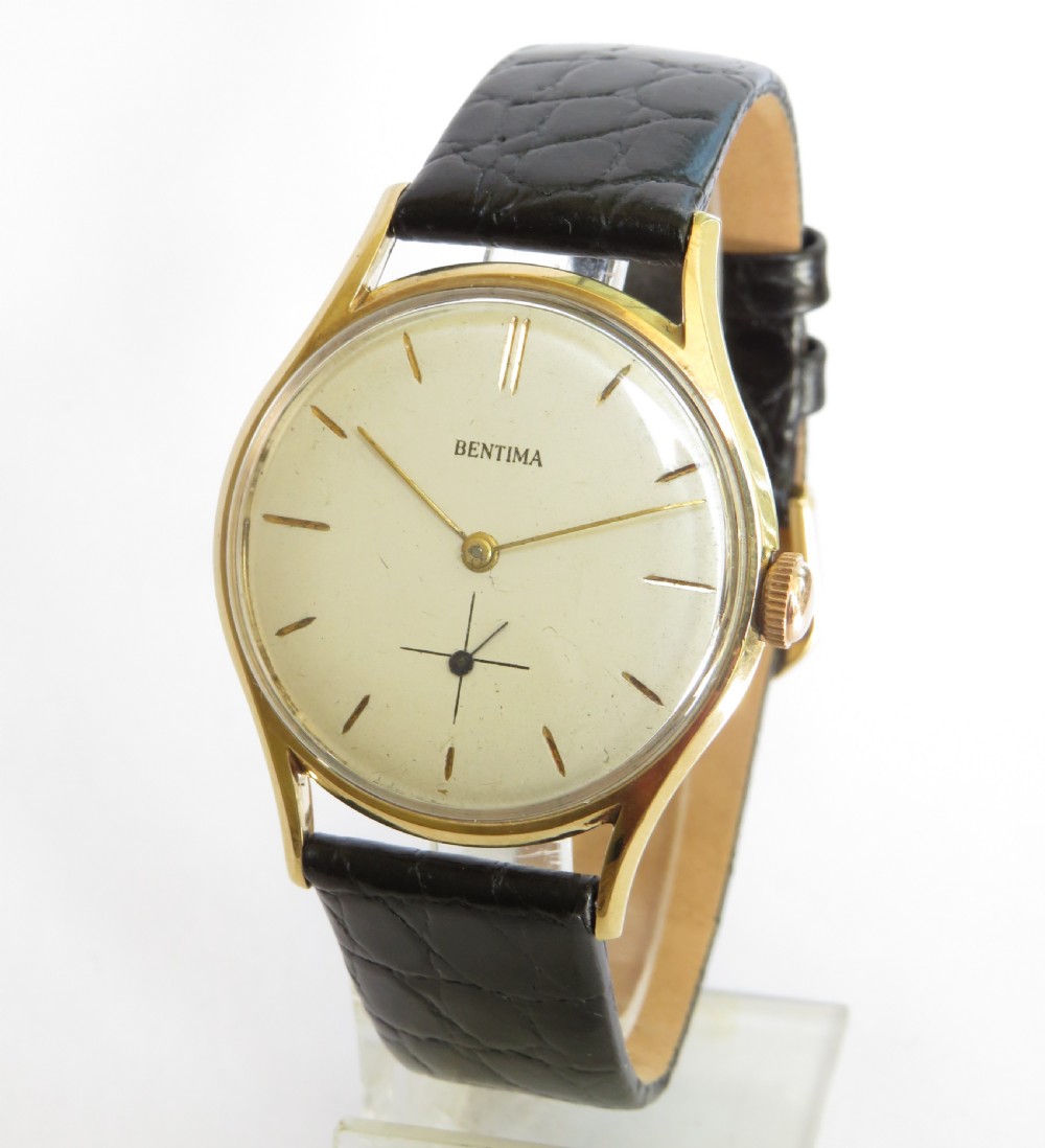 Gents 9ct gold Bentima wrist watch, 1960