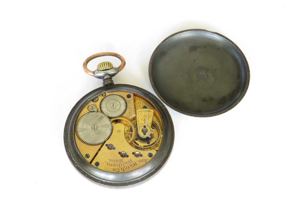 Antique Waltham gun metal pocket watch for Fattorini, 1898 View III