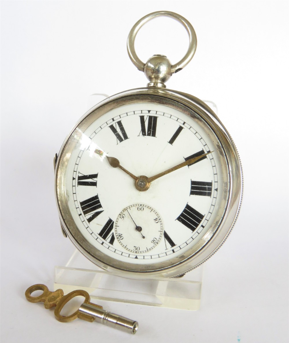 Antique silver Ehrhardt pocket watch, 1919