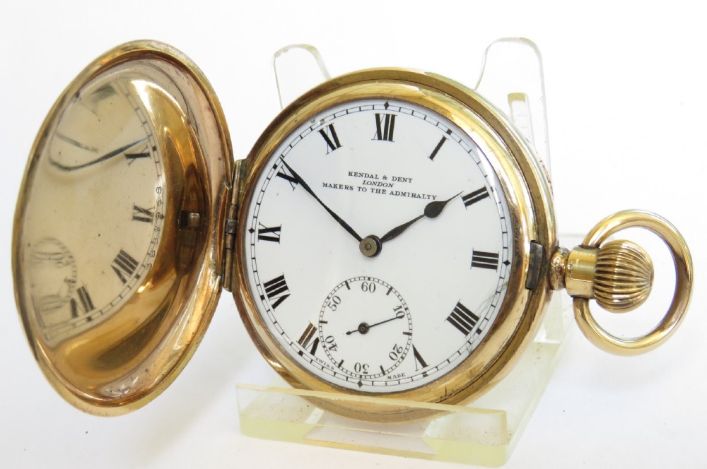 A 1920s Record full hunter pocket watch originally retailed by Kendal & Dent London.