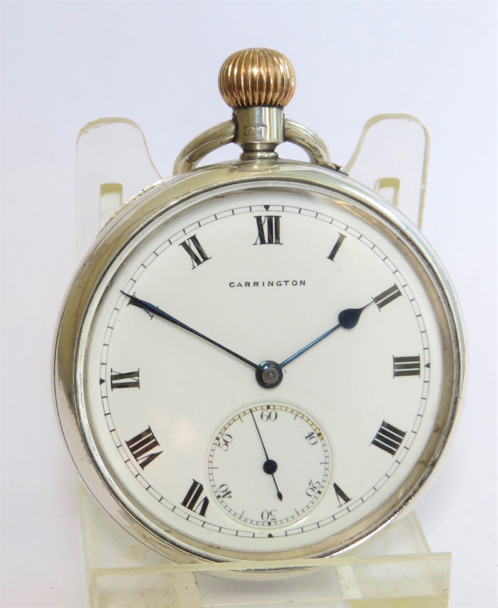 Antique silver Rotherhams pocket watch for Carringtons, London View II