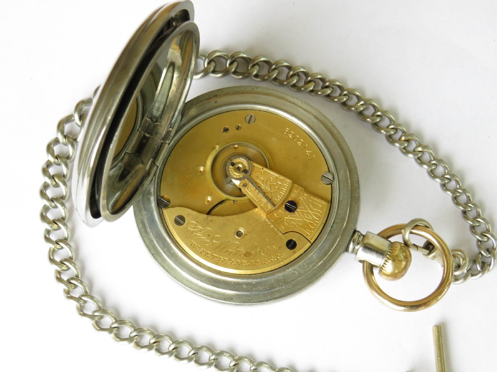 Antique Waltham pocket watch and chain View II