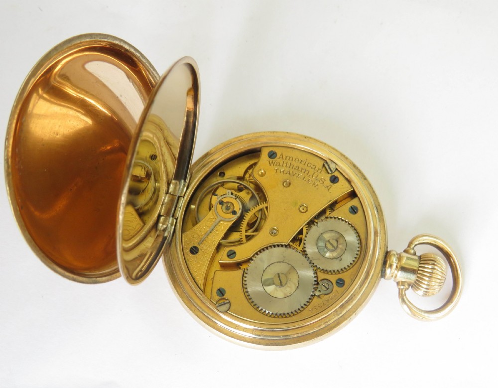 Antique 1903 Waltham Traveler full hunter pocket watch. View VI