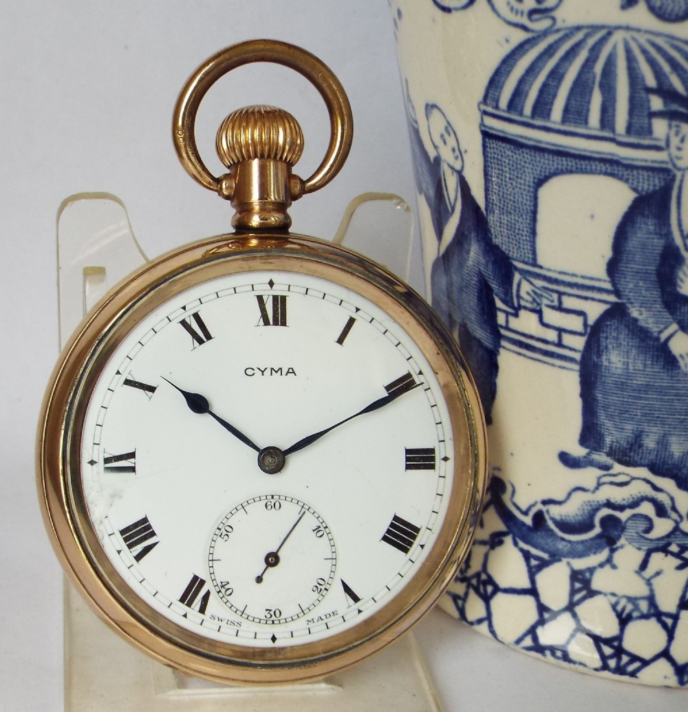 1930s Cyma stem winding pocket watch.