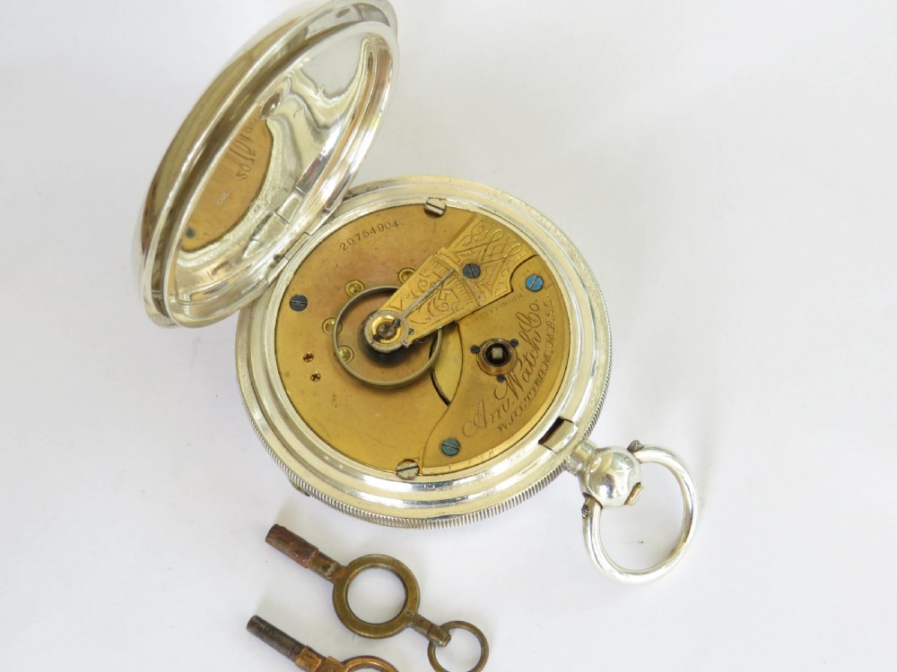 Antique silver Waltham pocket watch View V