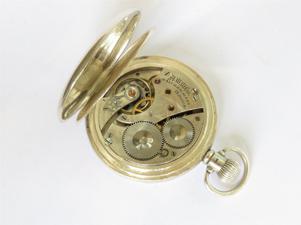 Antique Waltham silver full hunter pocket watch View II