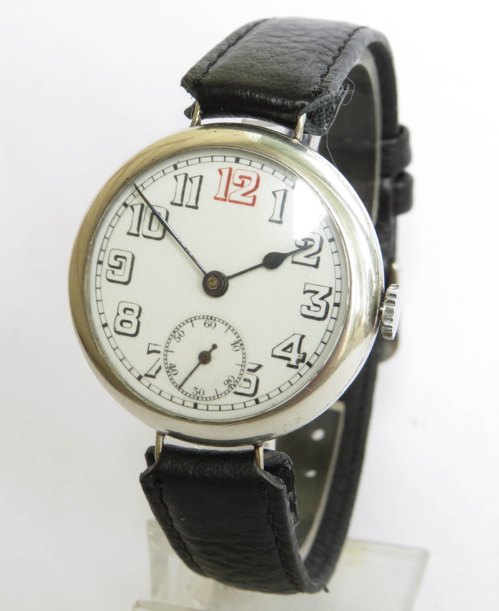Antique silver trench watch, 1915
