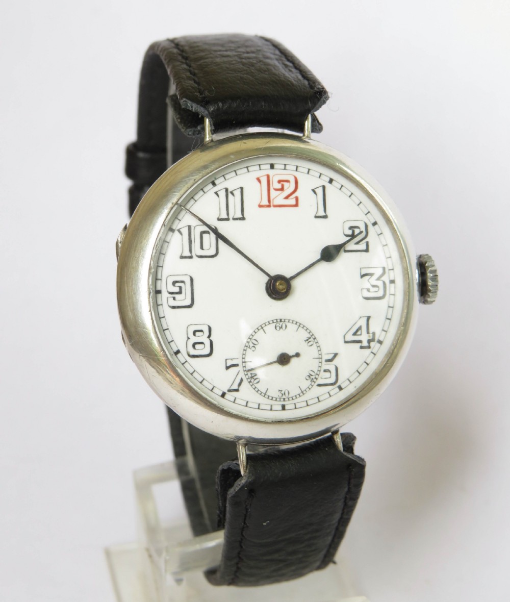 Antique silver trench watch, 1915 View II