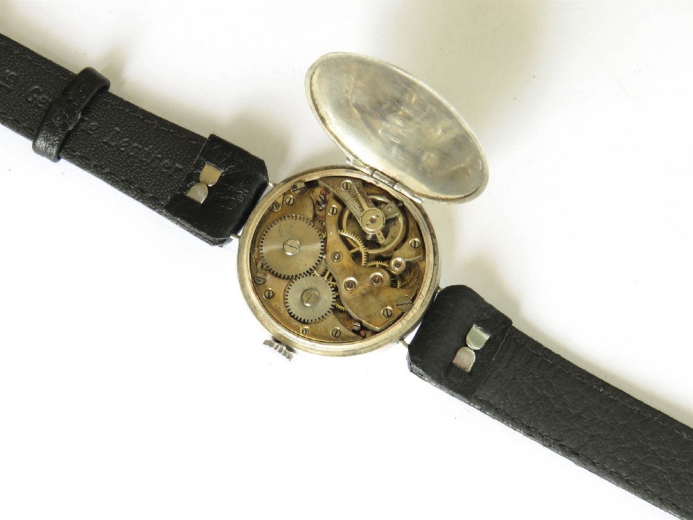 Antique silver trench watch, 1915 View III