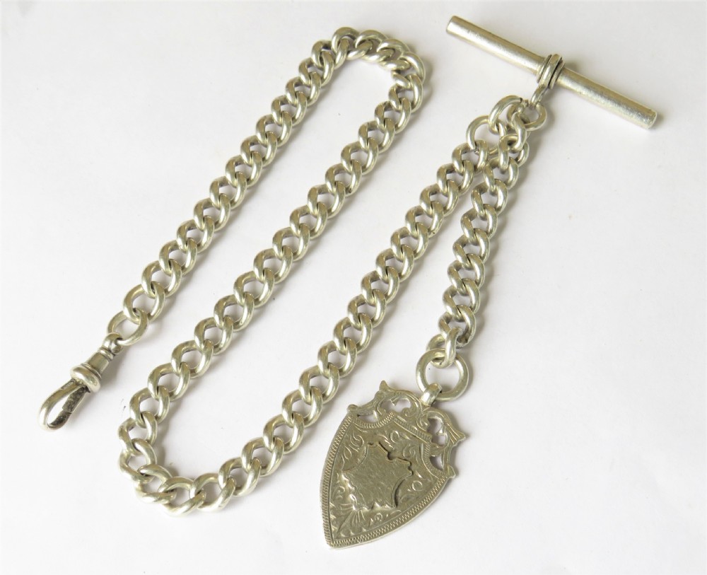 Antique silver watch albert and fob