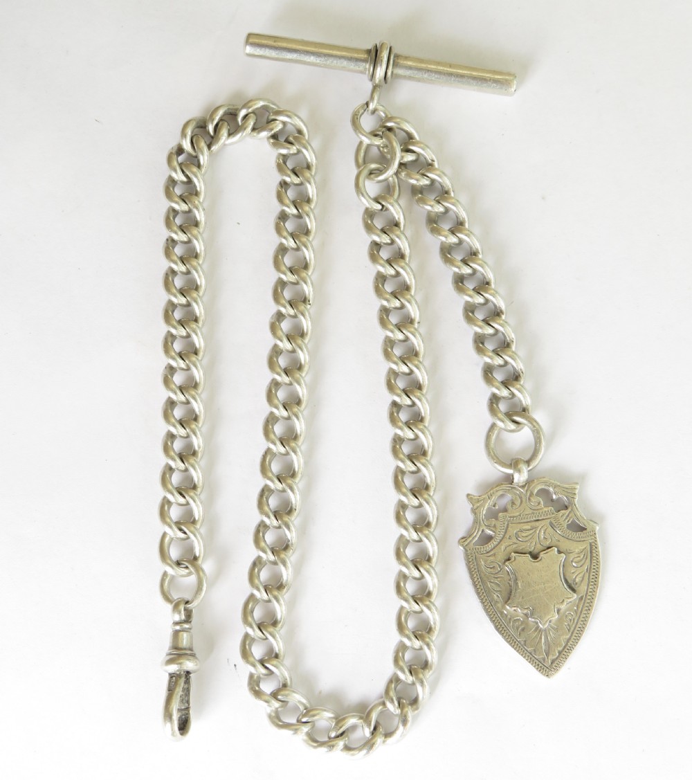 Antique silver watch albert and fob View II