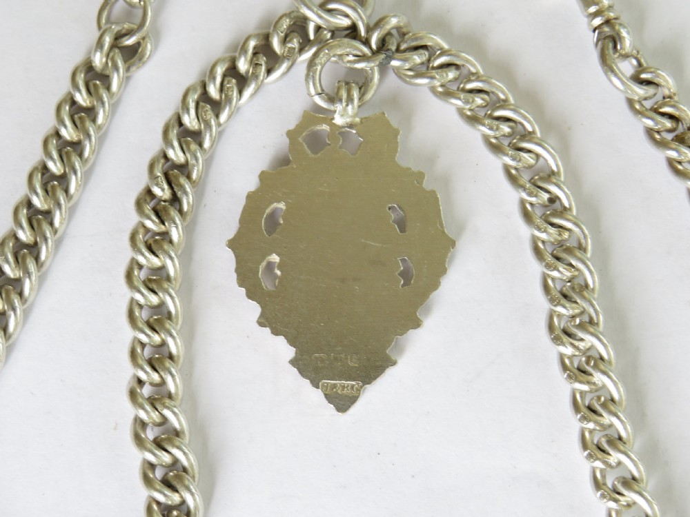 Antique silver double pocket watch chain View III