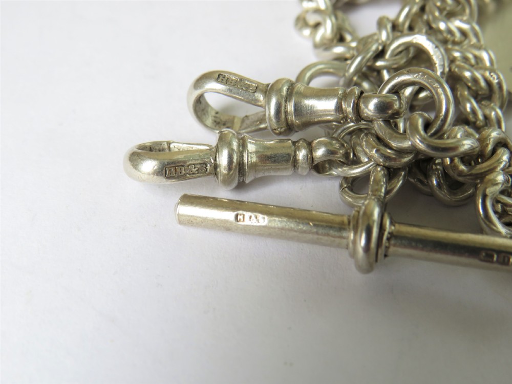 Antique silver double pocket watch chain View V