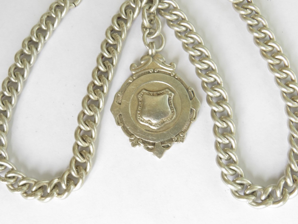 1920s silver double watch chain and fob View II