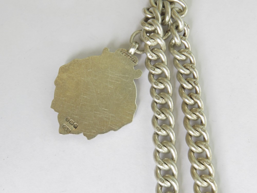 1920s silver double watch chain and fob View III