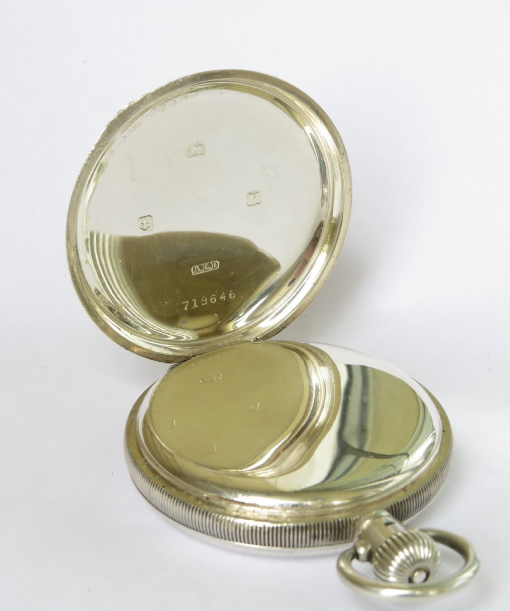English silver full hunter pocket watch, 1920 View VI