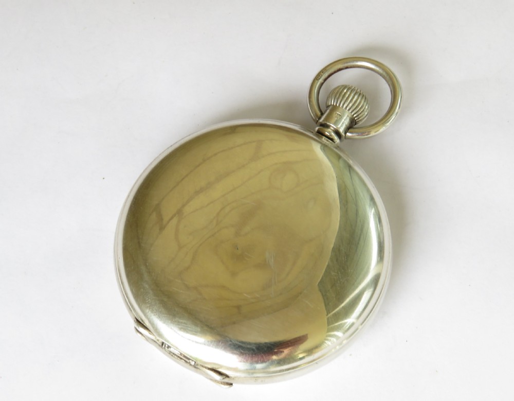 Silver full hunter Cyma pocket watch for J W Benson View IV