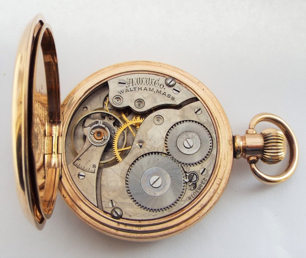Antique Waltham full hunter pocket watch, 1919. View V