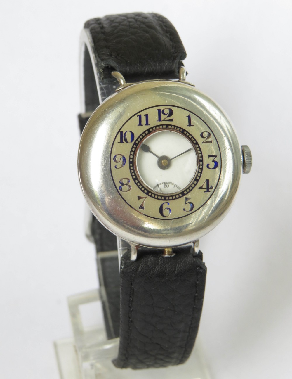 Antique mid-size silver half hunter trench watch View III