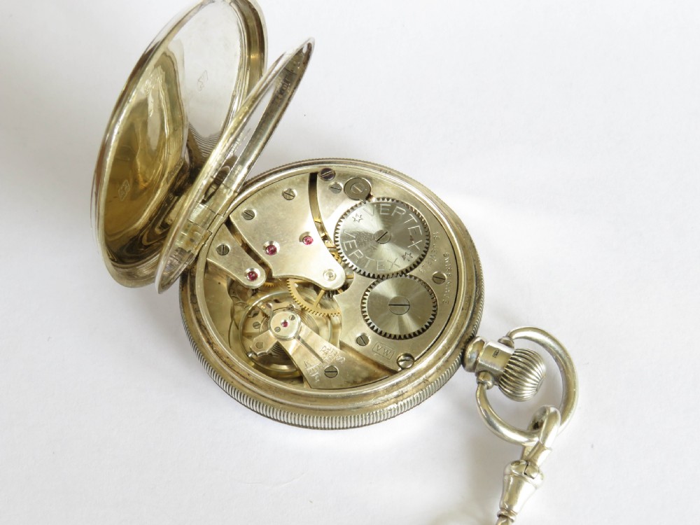 Silver Vertex pocket watch and chain View III
