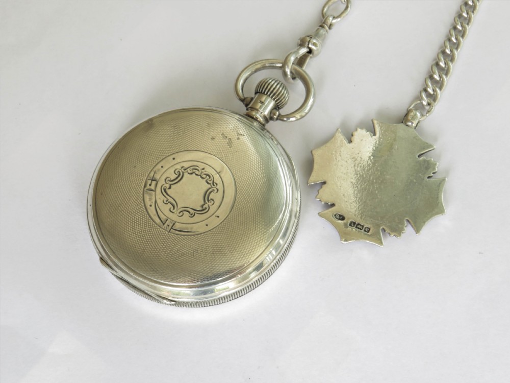 Silver Vertex pocket watch and chain View IV