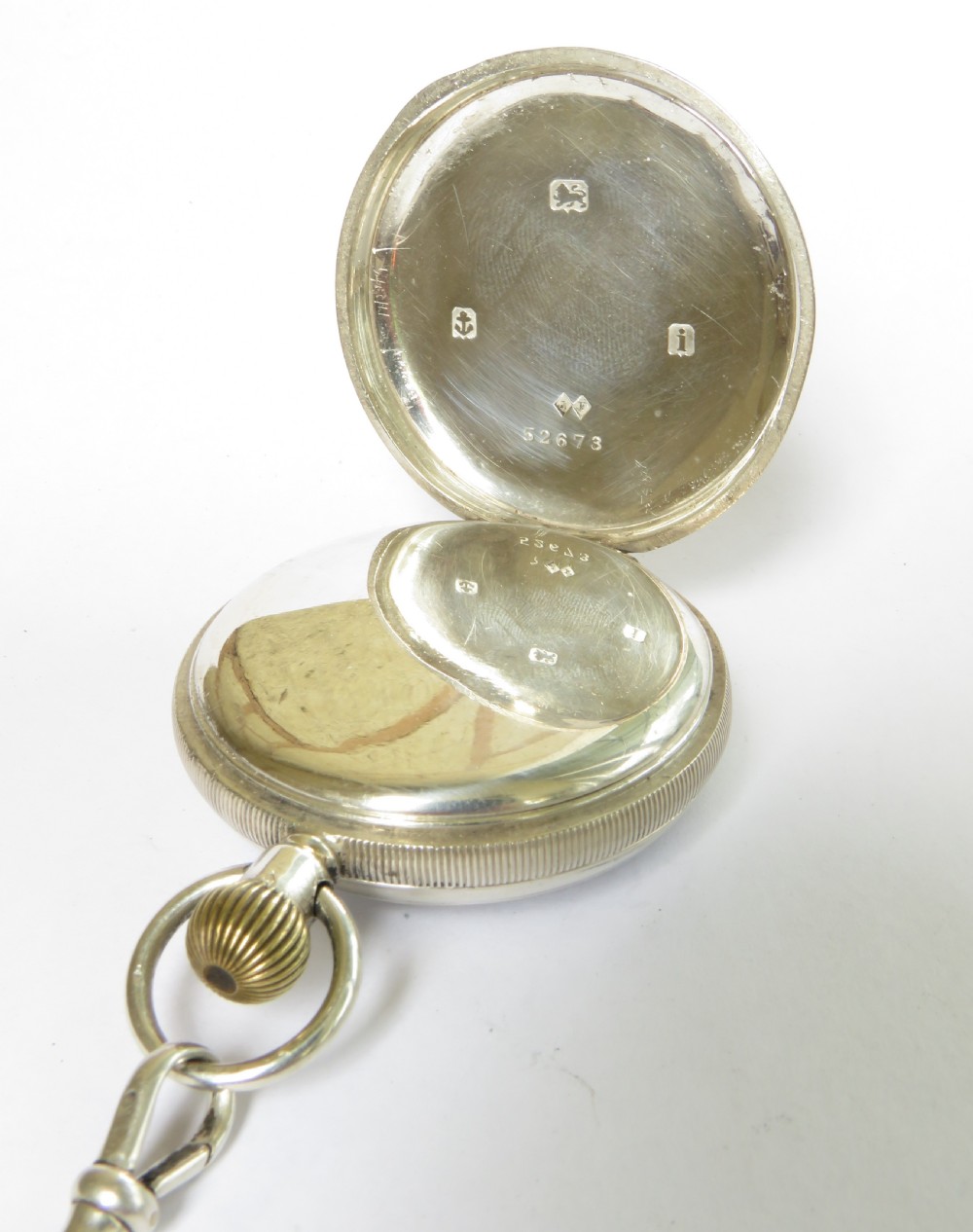 Antique silver Waltham pocket watch & chain View IV