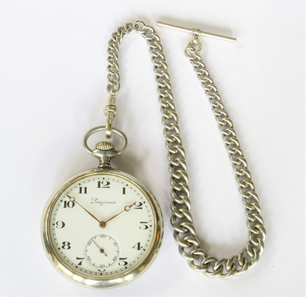 Antique Longines pocket watch and chain View II