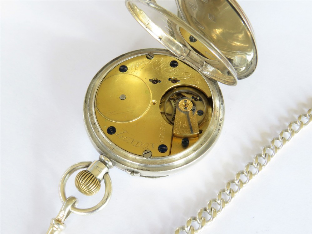 Antique silver Marks pocket watch and chain  View IV
