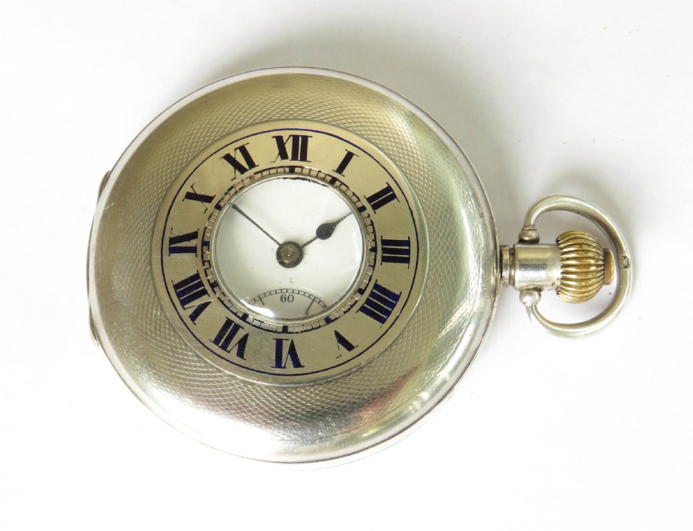 Antique silver Moeris half hunter pocket watch