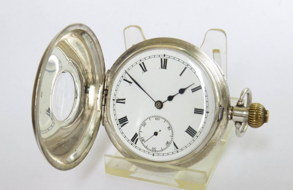 Antique silver Moeris half hunter pocket watch View II