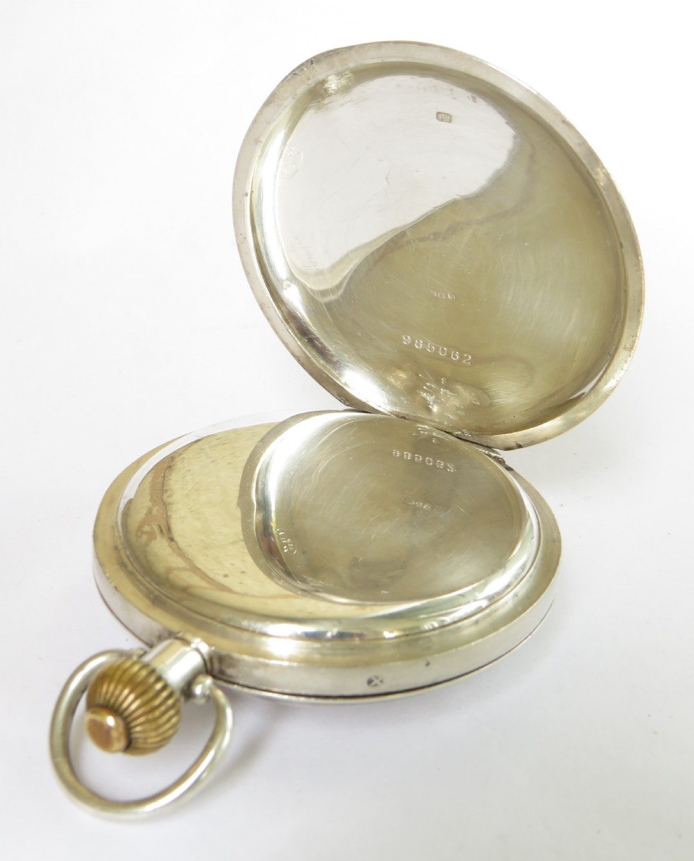 Antique silver Moeris half hunter pocket watch View V