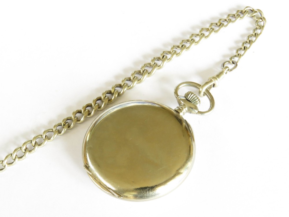 1920s Minerva pocket watch and chain View IV