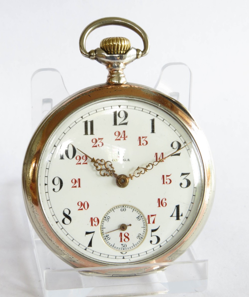 Antique silver Omega pocket watch View II