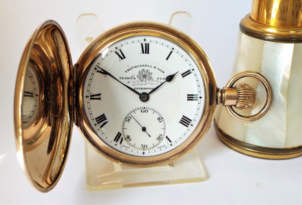 Antique Thomas Russell full hunter pocket watch 1920s.