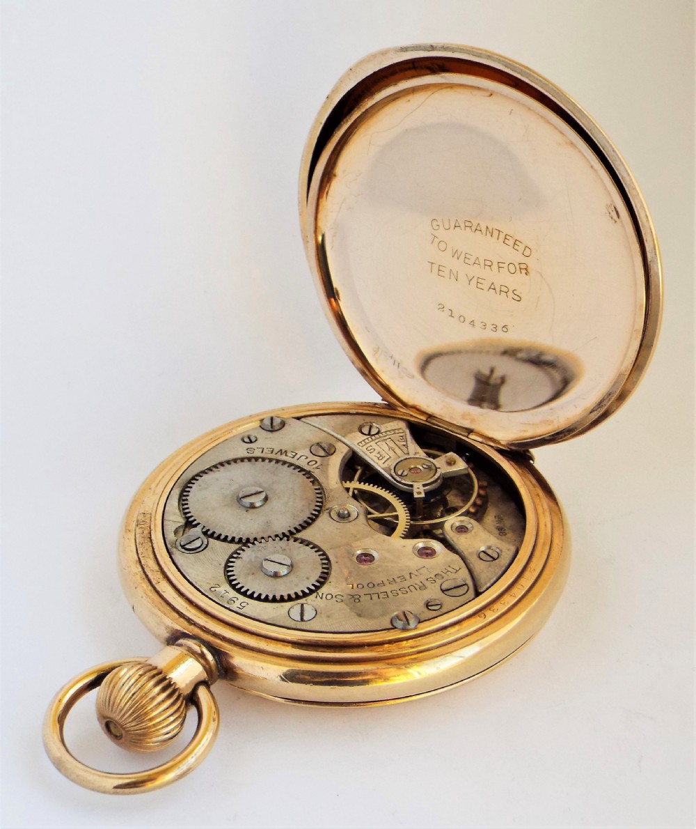 Antique Thomas Russell full hunter pocket watch 1920s. View V