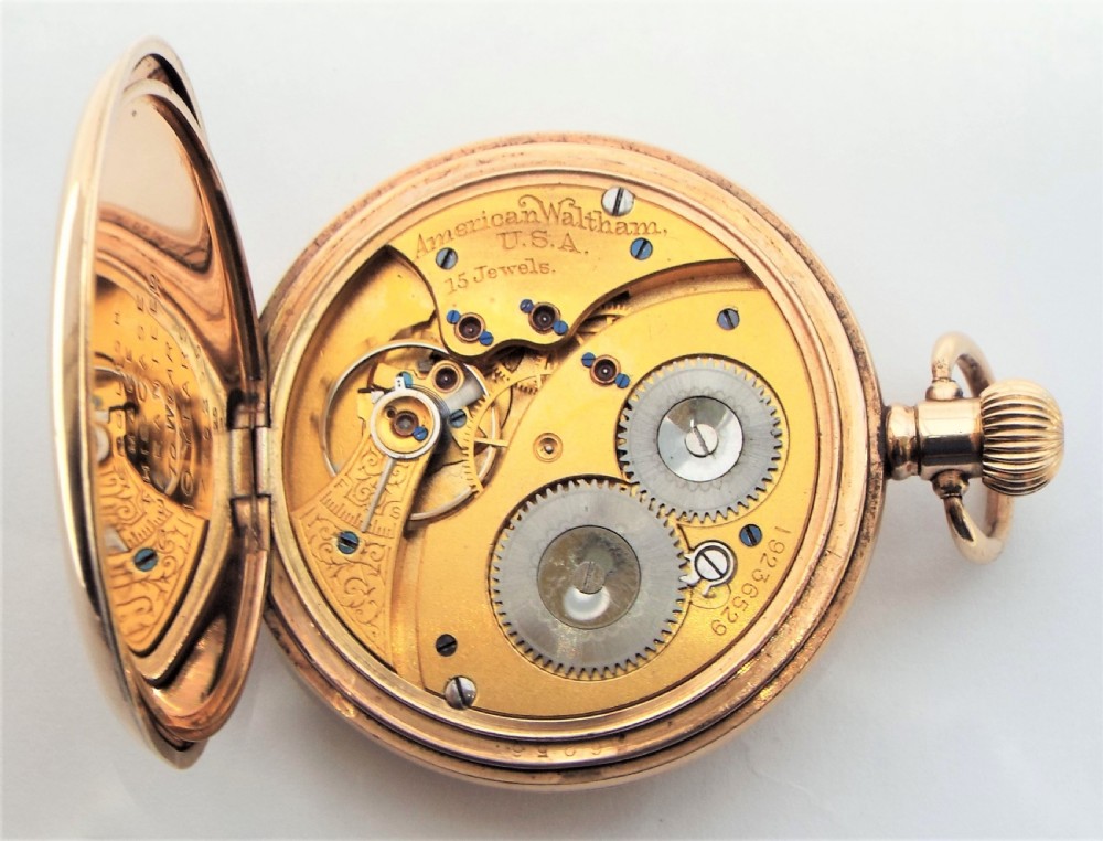 An antique Waltham half hunter pocket watch, 1913. View VI