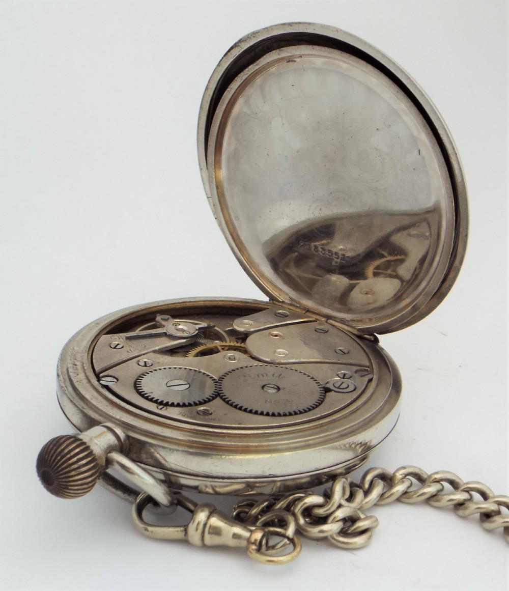 Antique 1920s Limit pocket watch and chain. View V