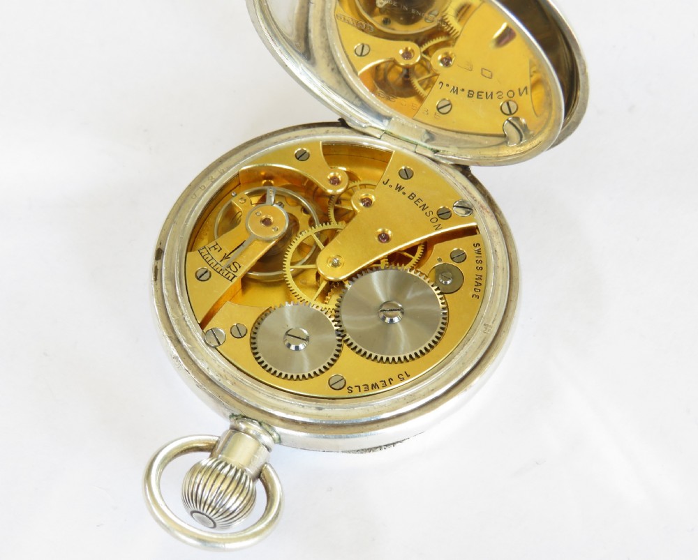 1936 silver Cyma pocket watch for J W Benson View III