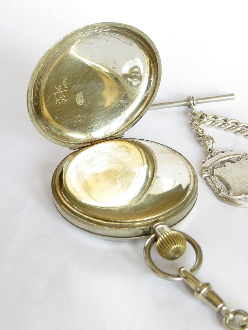 1930s Swiss pocket watch and chain View III