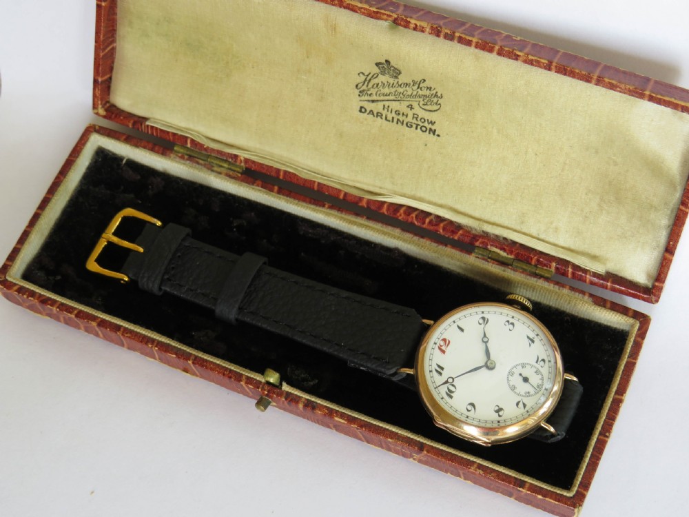 Antique 9ct gold trench watch, 1919 View III