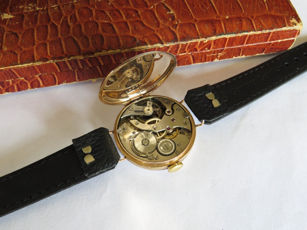 Antique 9ct gold trench watch, 1919 View VI