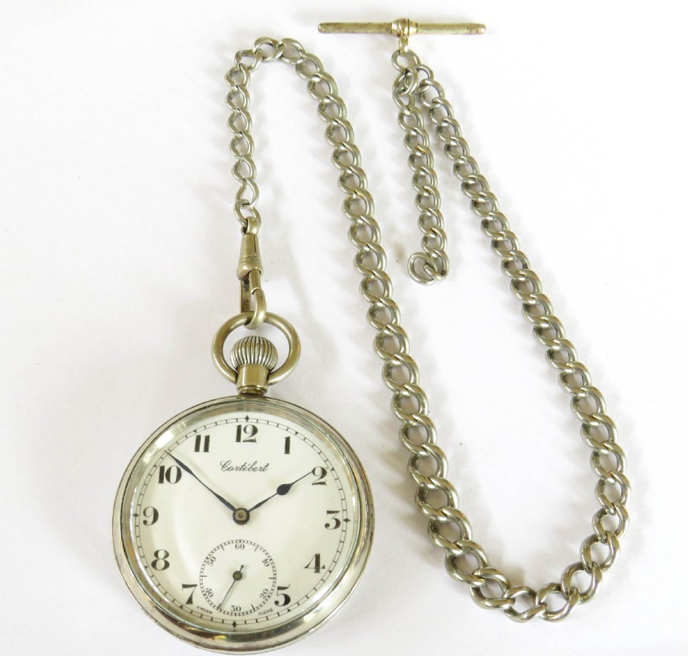 1930s Cortébert pocket watch and chain View II
