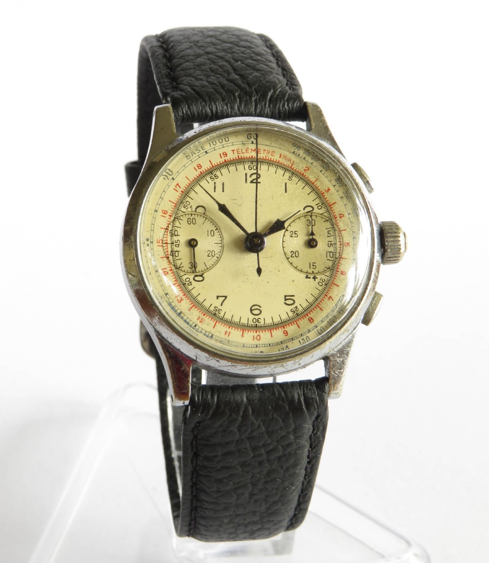 Gents 1930s Landeron three-button chronograph View II